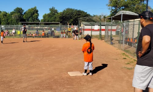 Kids playing baseball