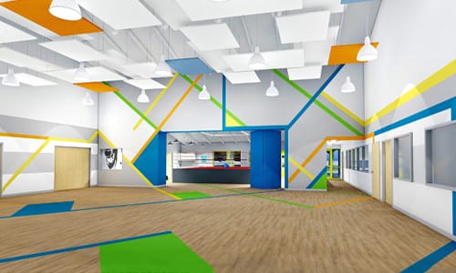 Image of the multi-purpose room in the new Youth Center