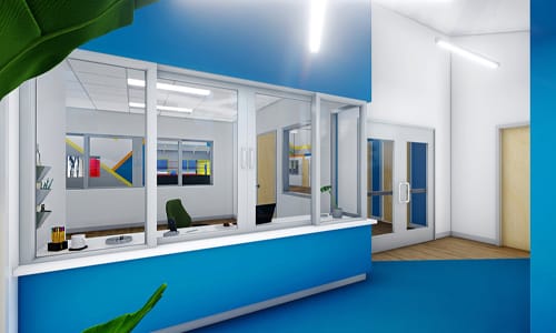 Image of the reception area in the new Youth Center